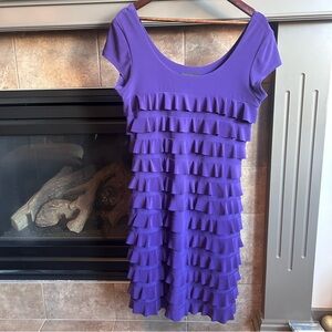 Frank Lyman Canadian Designer Purple Scoop Neck Layered Mini Dress Size 12